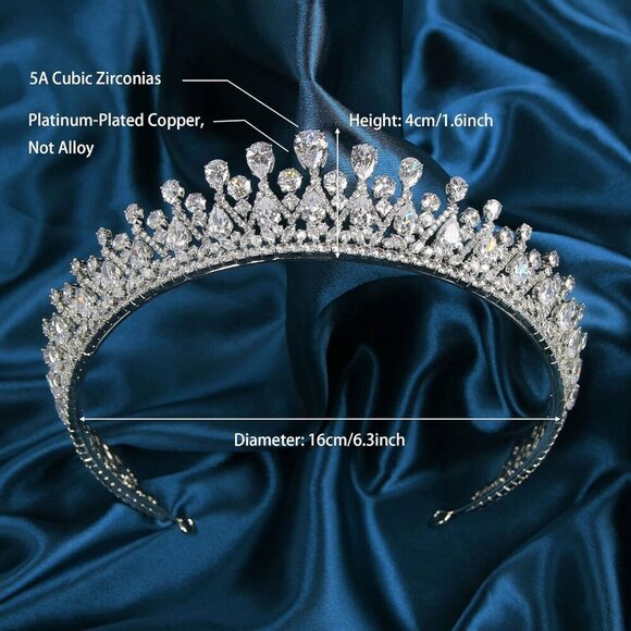 Vintage Silver Wedding Tiaras Cubic Zirconia Bridal Hair Accessories main image 7